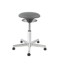 BALIMO Classic-Star in dunkelgrau (Kunstleder) mit Chrom-Fußkreuz – ergonomischer Sitzhocker mit Bodengleitern