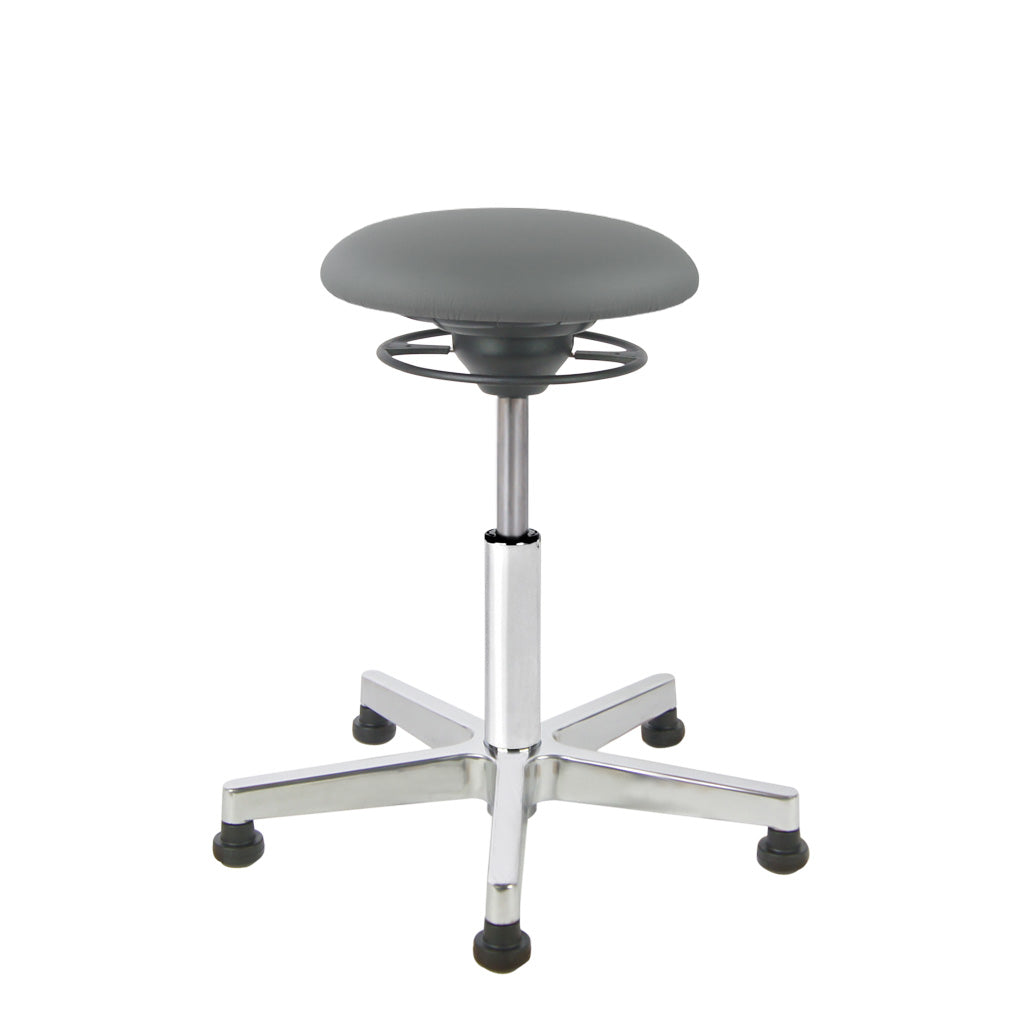 BALIMO Classic-Star in dunkelgrau (Kunstleder) mit Chrom-Fußkreuz – ergonomischer Sitzhocker mit Bodengleitern