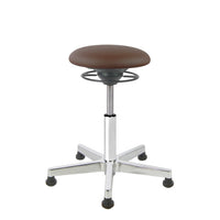 BALIMO Classic-Star in braun (Kunstleder) mit Chrom-Fußkreuz – fester Hocker für dynamisches Sitzen