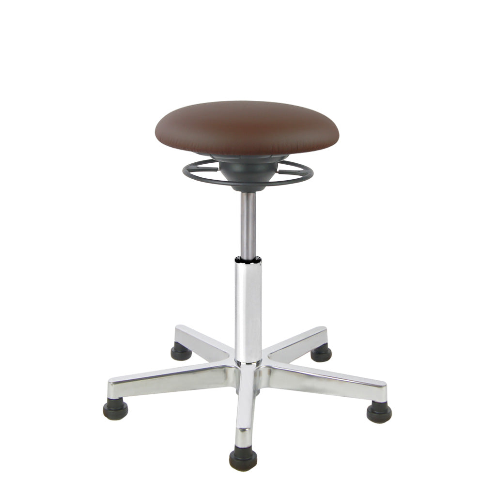 BALIMO Classic-Star in braun (Kunstleder) mit Chrom-Fußkreuz – fester Hocker für dynamisches Sitzen