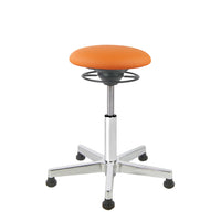 BALIMO Classic-Star in orange (Kunstleder) mit Chrom-Fußkreuz – fester Hocker für dynamisches Sitzen