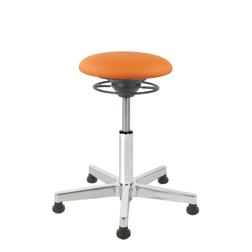 BALIMO Classic-Star in orange (Kunstleder) mit Chrom-Fußkreuz – fester Hocker für dynamisches Sitzen