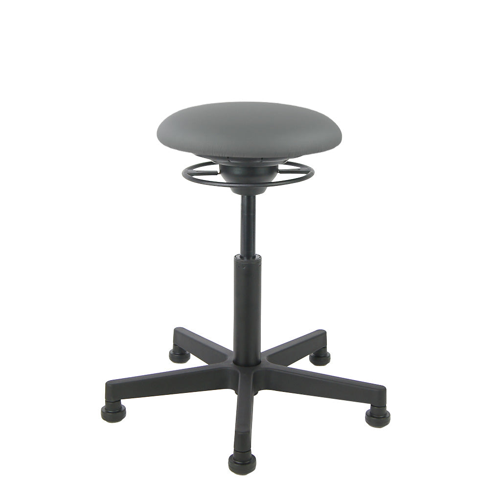 BALIMO Classic-Star in dunkelgrau (Kunstleder) mit schwarzem Gestell – stabiler Hocker mit 360°-Gelenk