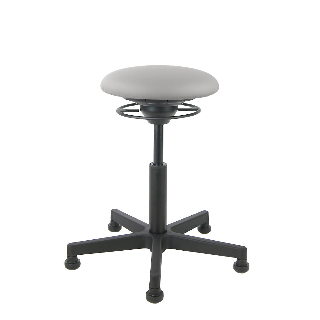 BALIMO Classic-Star in hellgrau (Kunstleder) mit schwarzem Gestell – Hocker für dynamisches Sitzen