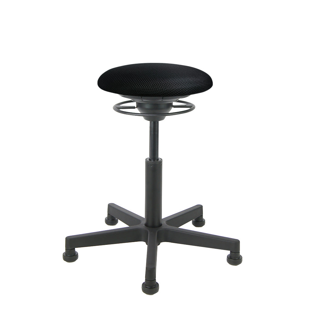 BALIMO Classic-Star in schwarz (Stoff) mit schwarzem Gestell – stabiler Hocker mit 360°-Gelenk
